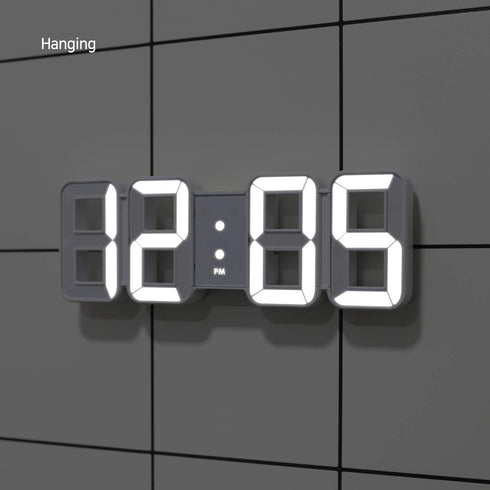 mooas 3D Pure Mini White LED Clock, Multi-Function LED Clock (Calendar, Alarm, Temperature) (8.5" White Table Alarm Clock)...