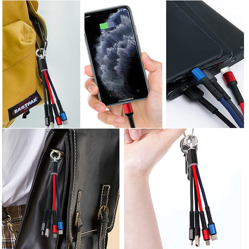 Multifunction USB Charging Cable Set,3 Pack 3 in 1 Nylon Braided Cord,Multiple Fast Charger Cords for Home,Office,Car......