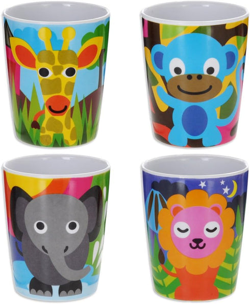 French Bull 4pc Toddler Kids Feeding Melamine Tableware Flatware BPA Free Dishwasher Safe, Durable Plate, Cup, Bowl, Divided Tray Dinnerware Set, ...