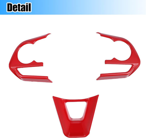 X AUTOHAUX 3 Pcs ABS Plastic Red Interior Steering Wheel Cover Trim for Toyota Corolla 2020-2022 Inner Decoration Auto Accessories...