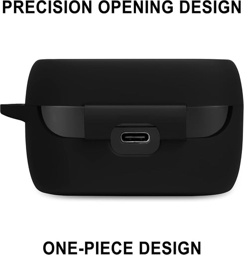 Geiomoo Silicone Carrying Case Compatible with Jabra Elite 4, 3, 2, Portable Scratch Shock Resistant Cover with Carabiner (Black)...