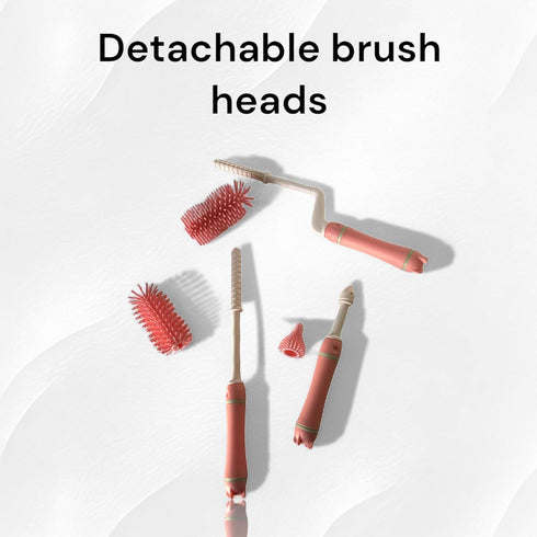 Silicone Baby Bottle Brush Set with Stand, 360° Rotating Silicone Bottle Cleaning Brush Cleaner Set of 4, Multipurpose Silicone Baby Bottle Straw ...