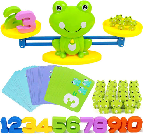 CozyBomB™ Homeschool Kindergarten Balance Board Game - Preschool Activities Math Learning Stem Montessori Cool Toys Educational with Frog Scale Ca...