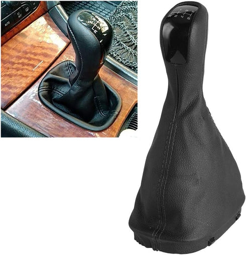 Gear Shift Knob Boot, 6 Speed Auto Gear Shift Knob Gaiter Gear Stick Gaiter Boot Cover Replacement for Benz C Class W203 S203...