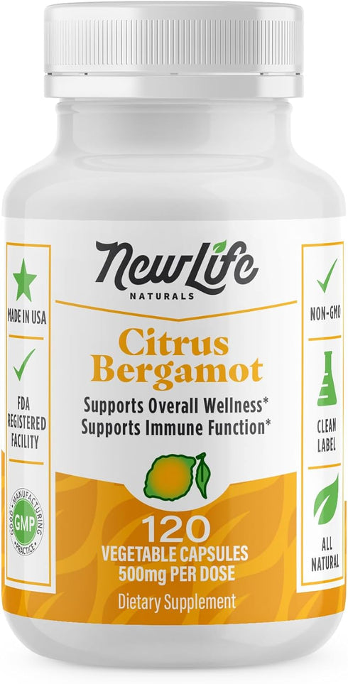 NewLife Naturals Citrus Bergamot Supplements 500 MG for Cholesterol Support- Cholesterol Supplement - 120 Veggie Capsules...