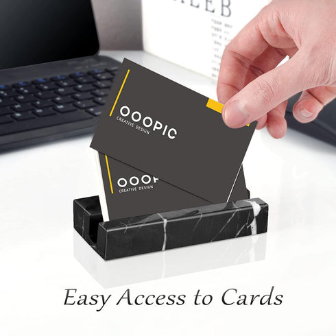 Marble Business Card Holder Business Cards Holder Stand Display 4 x 2 x 0.8 Inch Business Cards Holders for Desk Office Desktop (1)...