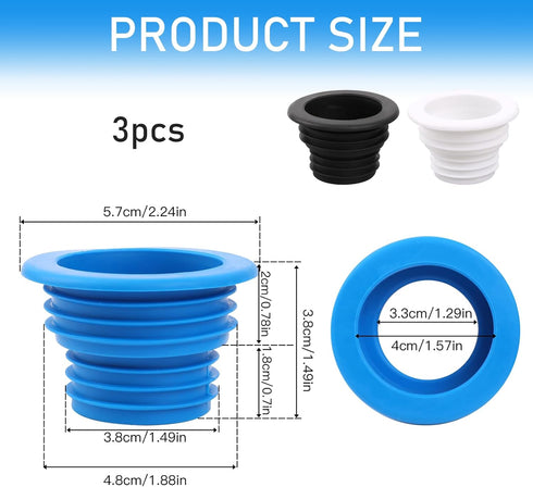 3Pcs Fit Drain Pipe Hose Silicone Plug, Washing Machine Drain Hose Holder, Washing Machine Drain for Bathroom Kitchen, Silicone Plug Sewer Seal Ri...