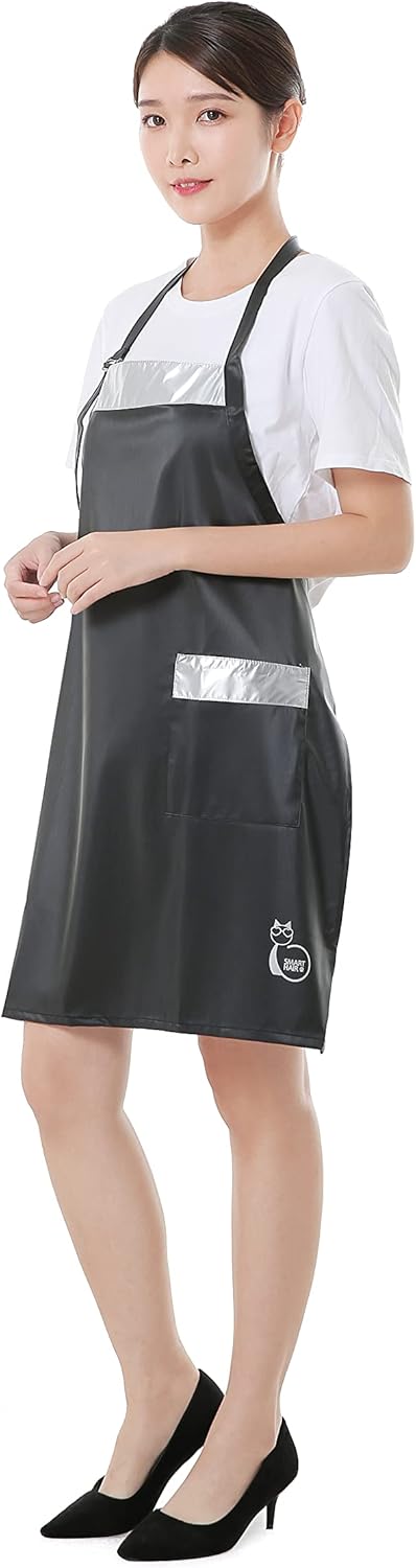 Hairdressing Apron with Pockets Adjustable Pet Grooming Pro Apron,28”x 33”,Black,A013101...