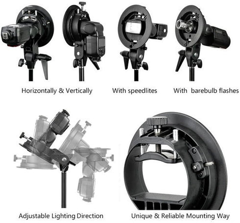 Godox S Type Bracket Bowens Mount Holder for Speedlite Flash Snoot Softbox Beauty Dish Reflector Umbrella...