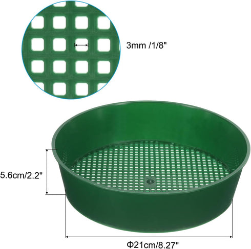 PATIKIL Garden Soil Sifter 8" Dia 1/8" Mesh Screen, 2 Pack Plastic Sand Sieve Sifting Pan Tool for Plant Gardening Flower Nursery, Green...