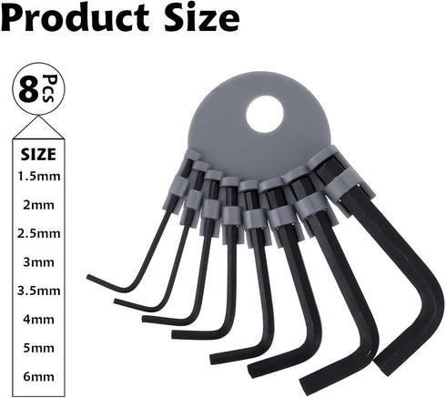 8pcs Hex Key Set Allen Wrench Set 1.5-6 mm Hex Key Key Chain Set Portable L Shape Bike Allen Wrench Repair Tool for Bike Motorcycle Repair Furnitu...