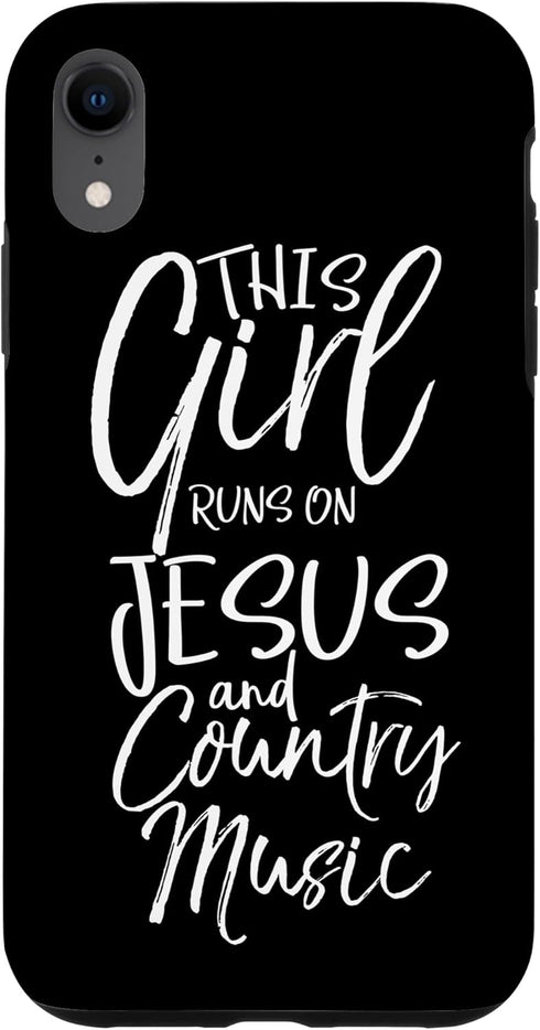 iPhone XR Cute Christian This Girl Runs on Jesus and Country Music Case...