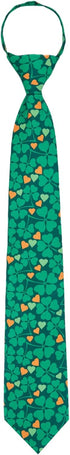 Jacob Alexander Men's Happy Saint Patrick's Day Four-Leaf Clover Hearts Pattern Pre-Tied Zipper Neck Tie - Green...