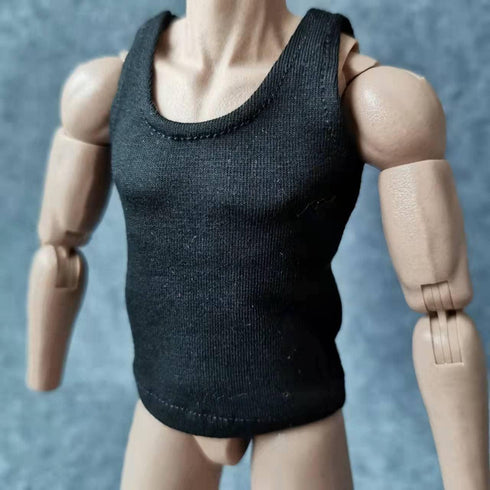1/6 Custom Scale T-Shirt Sleeveless Vest Clothes for 12" Male & Female Action Figure Doll Clothes Toy (Black + White)...