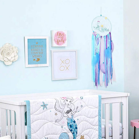 AerWo Mermaid Dream Catcher Macrame Wall Hanging Decor, Handmade Blue Mermaid Gifts for Girls, Kids Nursery Bedroom Decor, Under The Sea Mermaid H...