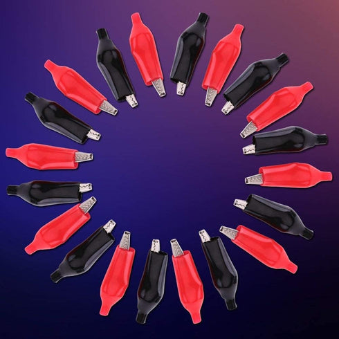 20pcs 28MM Metal Clip, Crocodile Electrical Clamp for Testing Probe Meter Black&Red PVC Sleeve Material (20 PCS)...