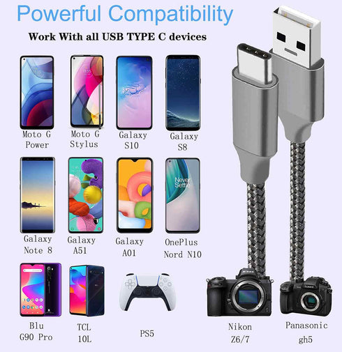 USB C ChargerCable 10FT,3Pack CileenLongFastChargingCordCompatibleForMotoGPower/Stylus,Samsung S10/S9/S8,Note8,A51/A01/A11,Tab S6/7Lite,OnePlusNor...