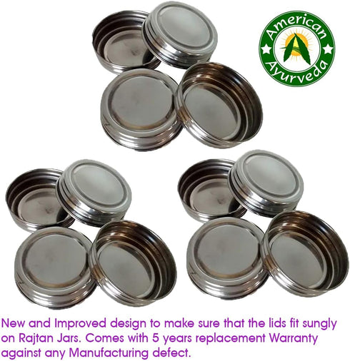 Replacement Lids for IKEA RAJTAN Glass Spice Jar 5 Oz (400.647.02) Stainless Steel Caps lids set of 12 pieces by American Ayurveda...
