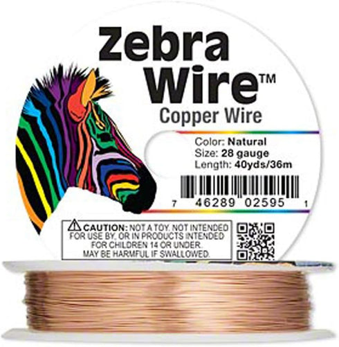 Zebra Wire Gold/Silver/Copper Round Spool 12, 14, 16, 18, 20, 22, 24, 26 Gauge (28 Gauge 40 Yard, Copper)...