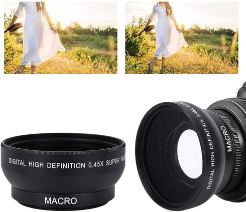 HD Wide Angle Lens with Macro Close-up Lens 0.45X Magnification High Definition Wide-Angle Lens Fits Any 49mm Diameter Lens...