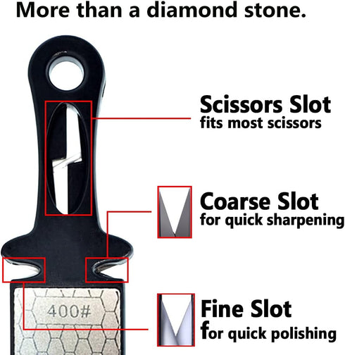 5-In-1 Diamond Sharpening Plate Knife And Scissors Sharpener Ceramic Knife Sharpener Rod Double-Sided 400/1000 Grit Honeycomb Surface Outdoor Kitc...