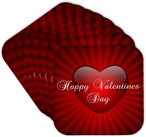 3dRose cst_164639_2 Red Heart Happy Valentines Day-Soft Coasters, Set of 8...