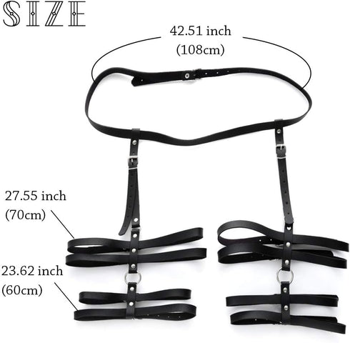 Leather Leg Body Harness Fashion Rave Goth Waist Chain Garter Belts for Women...