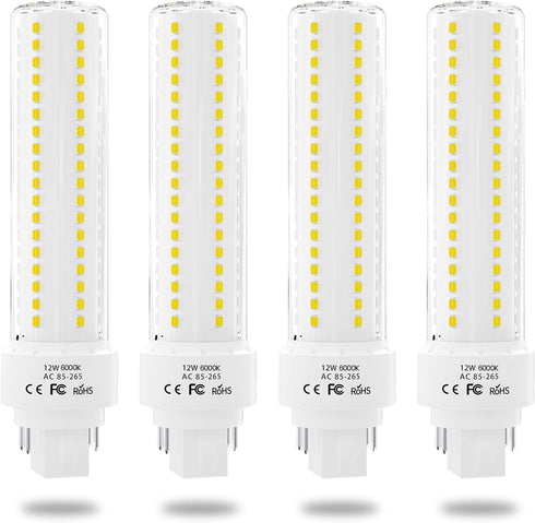Gx24q/G24q 4-Pin Base Light Bulbs, 12W Gx24 LED PL Recessed Lights, Daylight 6000K 26W CFL Replacement for Ceiling Light Downlight Wall Sconce, 4-...