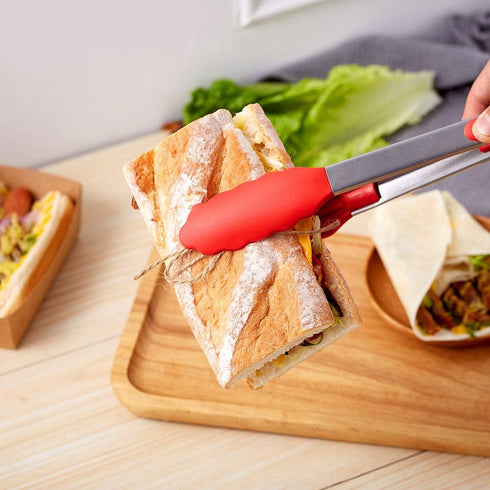 Kitchen Tongs Set of 2 – 9 inch & 12 inch – Stainless Steel Food Tongs with Silicone Tips – Premium Locking Non-stick Tongs for Cooking, BBQ, Gril...