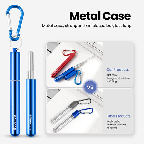 Cruise Ship Essentials,4-Pack reusable Collapsible Stainless Steel Drinking Straws with Aluminum Case,Cleaning Brush,and Keychains ?Black & rose g...