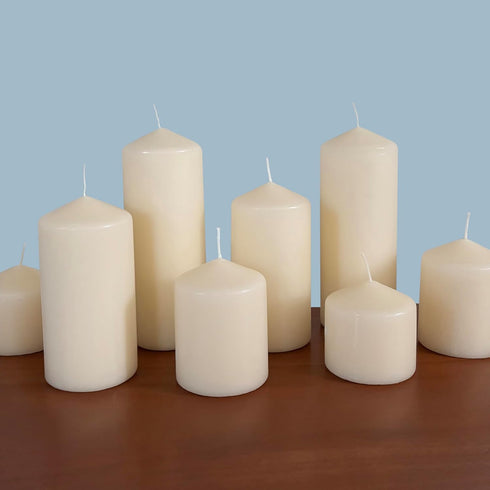 Stonebriar 6 Pack Tall 3 x 3 Inch 18 Hour Long Burning Unscented Ivory Wax Pillar Candles...