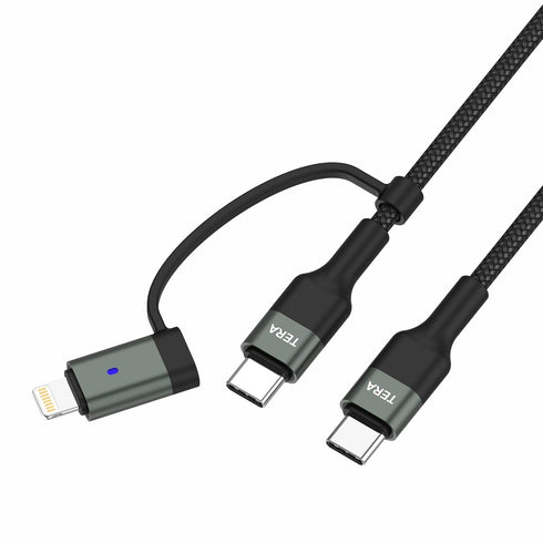 USB 2.0 USB-C to C with Lightning Adapter 2-in-1 Sync and Charge Cable, Black 6 ft...
