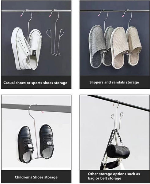 5 Pack Stainless Steel Shoes Hanger Drying Rack for Dehumidifying Hanging Leather Shoes,Double Hook Design Drying Shelf Storage Organizer,Closet O...