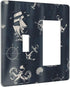 Light Switch Cover Navy Blue Nautical Anchor Sailboat 2 Gang Toggle Rocker Combo Wall Plates Decorative Switch Plates and Outlet Covers Receptacle...