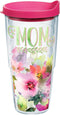 Tervis Mom - Watercolor Floral Tumbler with Wrap and Fuchsia Lid 24oz, Clear...