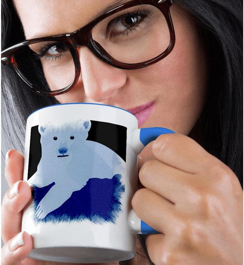 3dRose mug_60856_6 "Icy Blue Polar Bear - Animal Art - Cute" Two Tone Blue Mug, 11 oz, Multicolor...