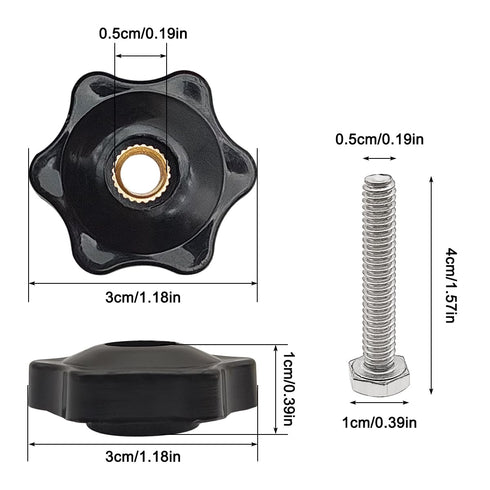 6 Star T Track Knobs and Bolts Kit, 5 Pack 6 Star Knobs 1/4 Inch 20 Female + 5 Pack 1/4in 20 Thread T Bolts, Threaded Hexagon Head Thru Knob Clamp...