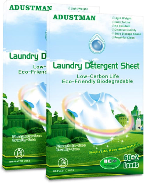 Laundry Detergent Sheets (Strips) 124 Loads 2 Pack Fresh Breeze Liquid-Less Technology...