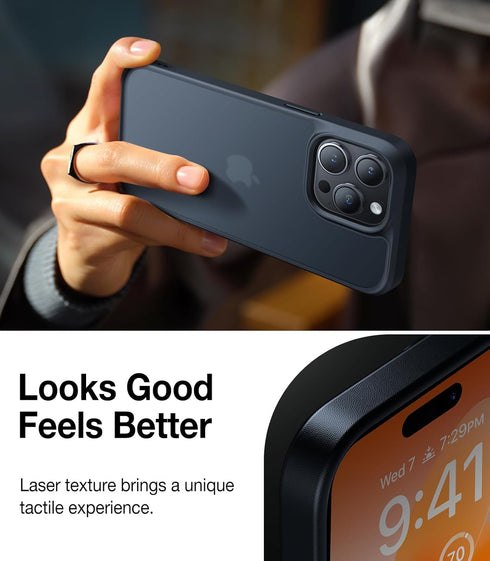 TORRAS Shockproof Designed for 15 Pro Case, 12FT Military Grade Drop Tested, Anti-Fingerprints Anti-Scratch Translucent Matte Back with Silicone S...