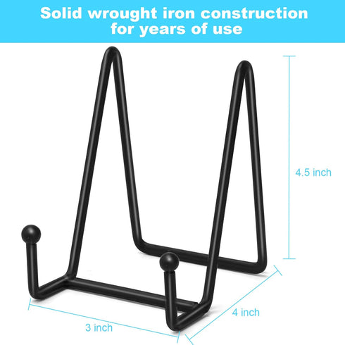 Plate Stands for Display, 4 Pcs 4-1/4 Inch Plate Holder Display Stand, Metal Iron Picture Frame Holders Stand for Book Photo Small Easels Plaque D...