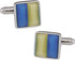 Elegant Blue and Yellow Square Cufflinks with Presentation Box...