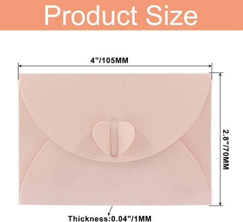 50PCS Mini Envelopes with Heart Shaped Clasp, 4 x 2.8 inch Gift Card Envelopes for Wedding Invitations, Note Cards, Business Card, Greeting Cards,...