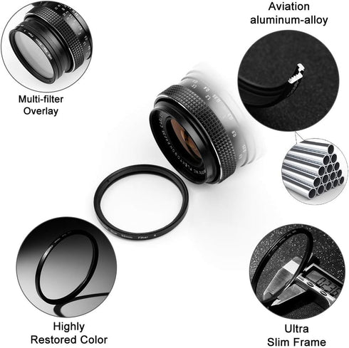 49mm Star Filter 3 Pieces Starburst Lens Filter(4 Points,6 Points,8 Points) with Centre Pinch Lens Cap for Nikon Sony Olympus and Other DSLR Camer...