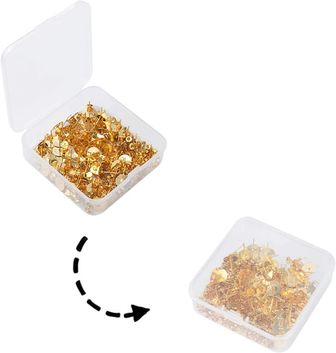 UNICRAFTALE 100pcs Golden Stainless Steel Flat Round Blank Earring Pins Stud Earring Posts 10mm Flat Pad with Loop Earring DIY Components for Earr...