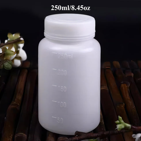 Bettomshin 5Pcs 250ml PE Plastic(Food Grade) Bottles, Wide Mouth Lab Reagent Bottle Liquid/Solid Sample Seal Sample Storage Container with Graduat...
