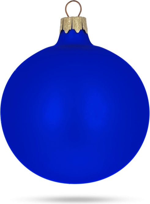 Set of 6 Blue Matte Glass Ball Christmas Ornaments 3.25 Inches...
