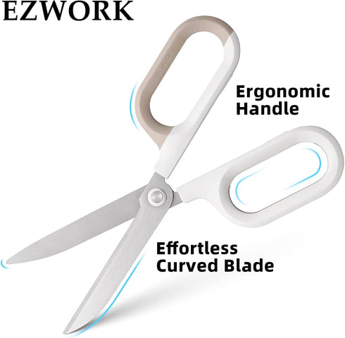 Multipurpose Scissors, Comfort-Grip Handles Sharp Scissors for Office Home School Craft Sewing Fabric Supplies (7", White-1)...
