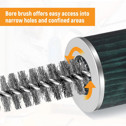 12 Pcs Bore Brush for Drill, Variety of Size Stainless Steel Cleaning Brush, Power Drill Impact Driver Pipe Hex Drill Shank Drill Wire Brush Set f...