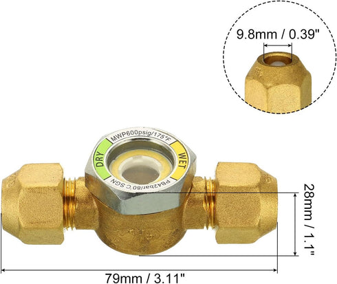 PATIKIL Sight Glass, 3/8 x 3/8 SAE Universal Liquid Moisture Indicator for Air Conditioning HVAC Refrigeration......