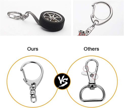 50 Pcs Snap Hook Key Accessories, Maveek Keychain Rings for Lanyard Craft Metal Key Ring with Chain DIY Silvery Clasp Bulk, Silver D Hook Lobster ...